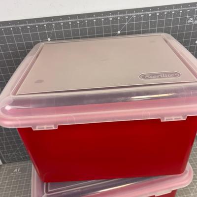 2 Letter of Legal Size File Folder Storage Bins with Lids