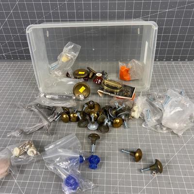 Cabinet Hardware; Antique, Blue Glass, Wood, Bronze etc.