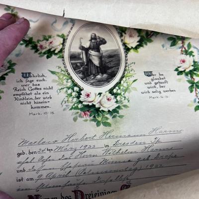 Pile of Antique BAPTISM Certificates Catholic GERMAN form 1920 and Earlier 