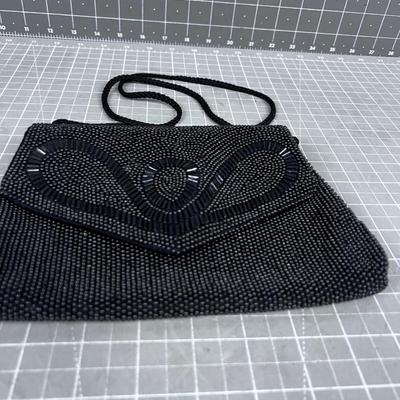 Nice Black Beaded Evening Bag