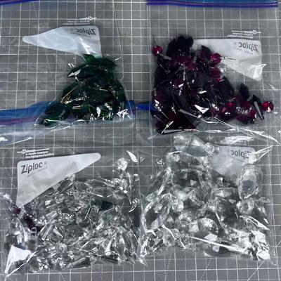 Chandelier Dangles: Clear, Red, Green GLASS 