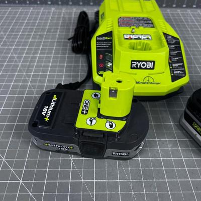 RYOBI 18 Volt Charger with 2 Batteries