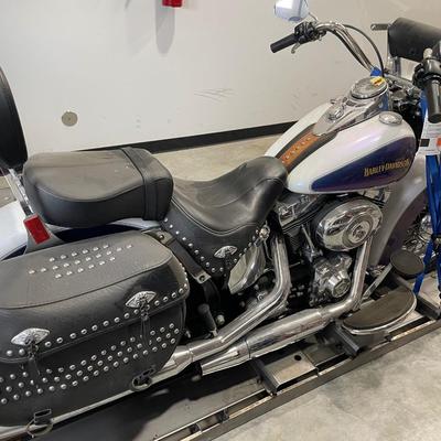 2010 Blue and white Softail Harley Davidson