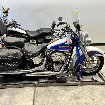 2010 Blue and white Softail Harley Davidson