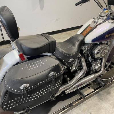 2010 Blue and white Softail Harley Davidson