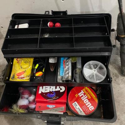 2 fishing poles and tackle