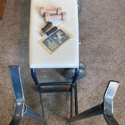 Vintage bench & exercise equipment