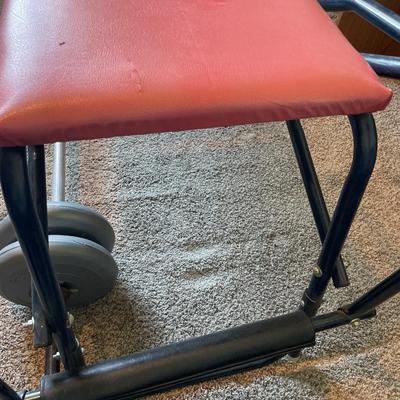 Vintage bench & exercise equipment