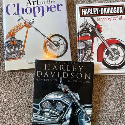 3 large Harley Davidson hard cover books