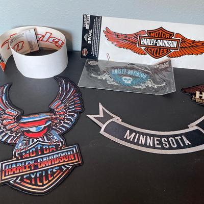Harley Davidson stickers and patches with bag