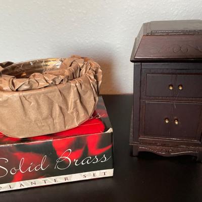 Brass planters and music box