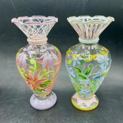 Hand-Painted Glass Flower Vases