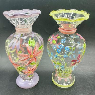 Hand-Painted Glass Flower Vases