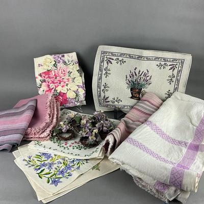 444 Large Swedish Linen Hand Loomed Tablecloths Lot