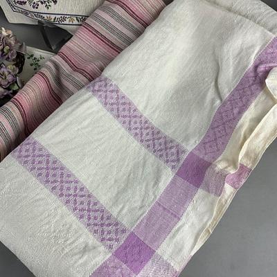 444 Large Swedish Linen Hand Loomed Tablecloths Lot