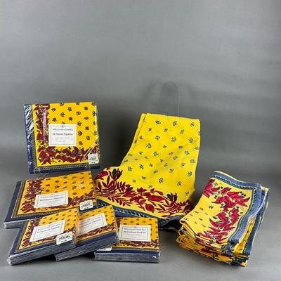445 Williams Sonoma Red and Yellow French Style Tablecloths , Napkins