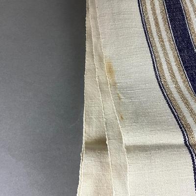 453 Large Blue, White , Taupe Swedish LInen Tablecloth Napkin Set