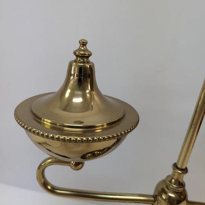 Brass Student Lamp With Glass Amber Shade