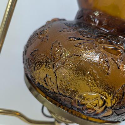 Brass Student Lamp With Glass Amber Shade