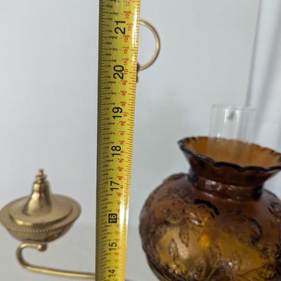Brass Student Lamp With Glass Amber Shade