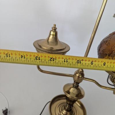 Brass Student Lamp With Glass Amber Shade