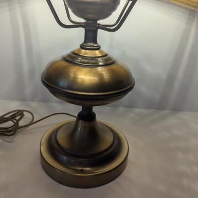 Brass Electric Hurricane Table Lamp With Eagle Design Shade