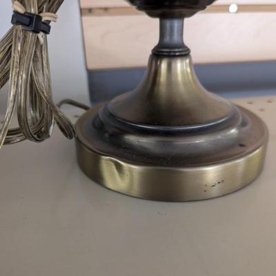 Brass Electric Hurricane Table Lamp With Eagle Design Shade