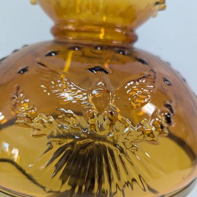 Brass Electric Hurricane Table Lamp With Eagle Design Shade