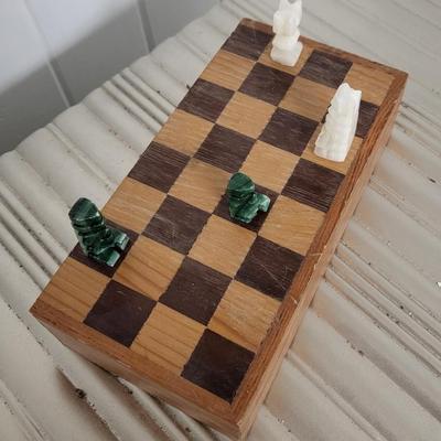 Folding Wood Chess Board and Pieces