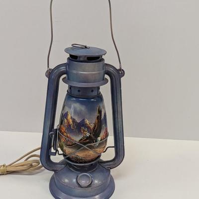 Kerosene Lantern With Eagle Flying & Mountains