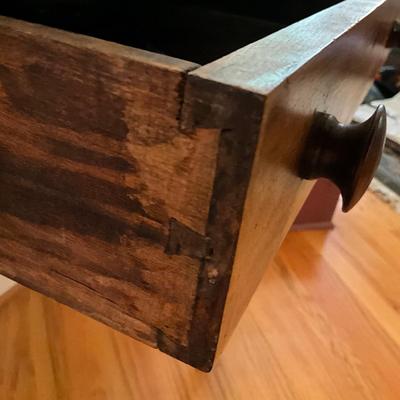 470 Antique Single Drawer Mixed Woods Table