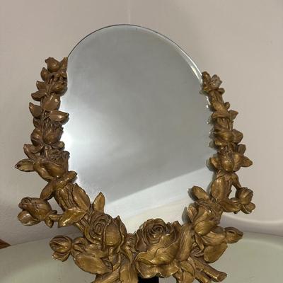 Vintage Tabletop Mirror Vintage Roses Carved