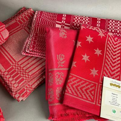 515 Large Lot of Red EKLUND & KLÄSSBOLS Swedish Linens