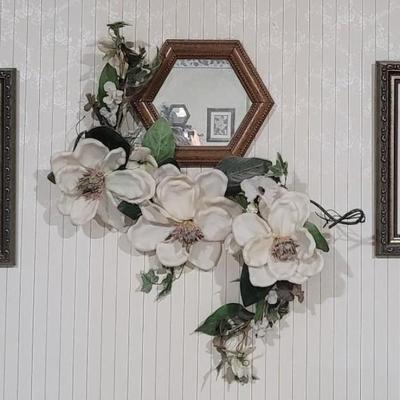 4-piece Magnolia Wall Decor, includes mirror