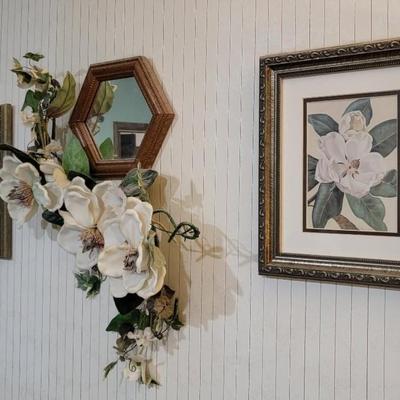 4-piece Magnolia Wall Decor, includes mirror