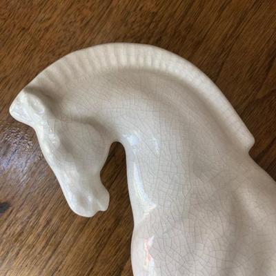 Antique heavy porcelain prancing horse figurine