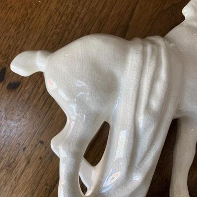 Antique heavy porcelain prancing horse figurine