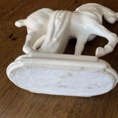Antique heavy porcelain prancing horse figurine