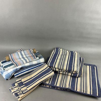 520 Blue and White Cotton Willams & Sonoma Table Linen Set