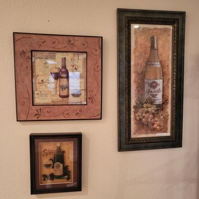 5 Piece Lot of Wall Art, Wine/Food Theme