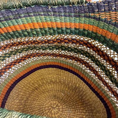 523 Woven Gathering Basket with Multi Colored Linens