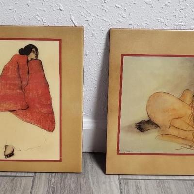 2 Vintage (1970s) RC Gorman Ceramic Tiles