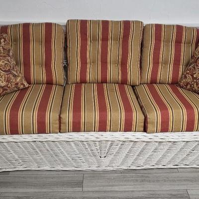 3 Piece Wicker Set, Round Table, Square Side Table, and Couch