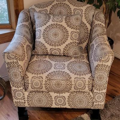 Accent Chair, Fabric with Intricate Circle Design