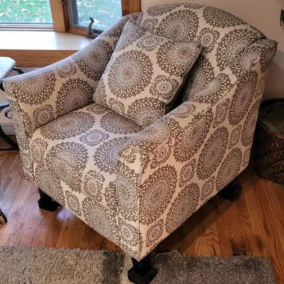 Accent Chair, Fabric with Intricate Circle Design