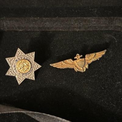 Lot 109 - US Navy Pilot Wings and San Rafael Police Pin