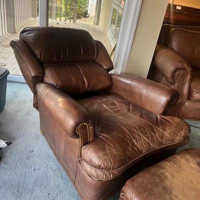 Hancock & Moore Reclining Leather Chair & Ottoman (BD-MG)