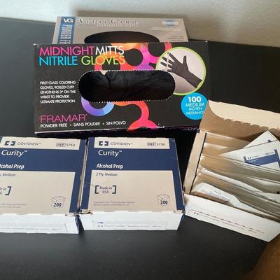 Alcohol wipes and gloves