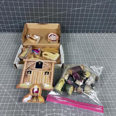 2 Small Nativity Sets; 1 Resin and 1 Wood. 