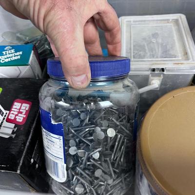 Pile of Nails, Screws and Hardware ish Items 